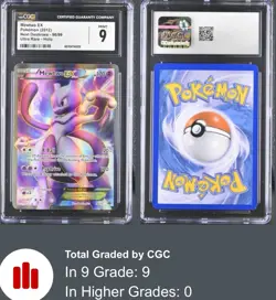 2012 Pokemon Black & White Next Destinies Mewtwo EX Full Art 98/99 CGC 9 POP 9 - Image 1