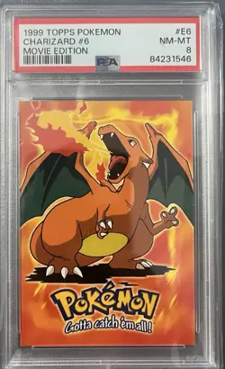 1999 topps pokemon charizard #6 movie edition psa 8 - Image 1