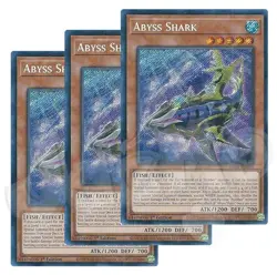 Yugioh Abyss Shark x 3 - 1st Edition Secret Rare NM - Free Holo - Image 1