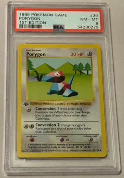 Porygon 1st Edition #39 Shadowless Pokemon Card Base Set Card PSA 8 Vintage - Image 1