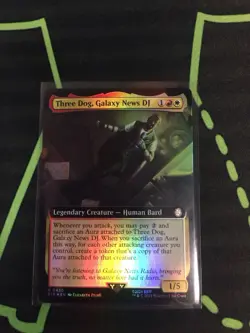 MTG Magic The Gathering Three Dog, Galaxy News DJ Foil PIP Rare Ex Art Fallout - Image 1