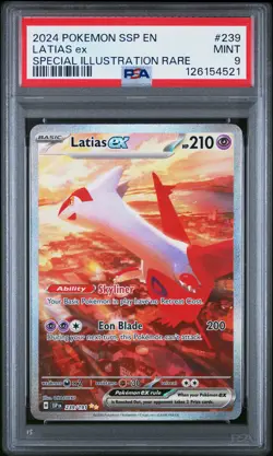 2024 POKEMON SSP EN-SURGING SPARKS SPECIAL ILLUSTRATION RARE LATIAS EX PSA 9 - Image 1