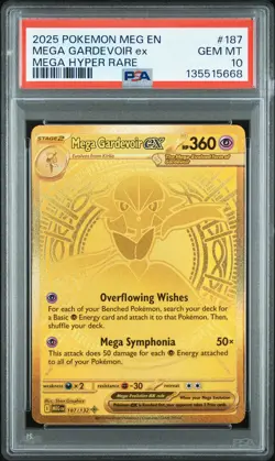 2025 Pokemon Meg EN-Mega Evolution Mega Gardevoir EX Mega Hyper Rare PSA 10 #187 - Image 1