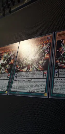 Yu-Gi-Oh! 3xOberster Konig Drache Buntaugig, LEDD-DEC02, Common, 1. Auflage, EX - Image 3