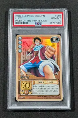 2002 Japanese One Piece CCG Holo Luffy C01 PSA 10 GEM MINT Path of Pirate King - Image 1