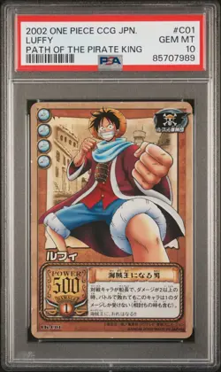 2002 Japanese One Piece CCG Holo Luffy C01 PSA 10 GEM MINT Path of Pirate King - Image 3