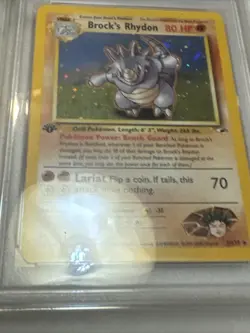PSA 8 NM/Mint Brock's Rhydon Gym Heroes 1st Edition Holo Pokemon 2/132 - Image 3