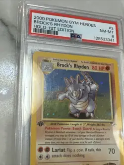 PSA 8 NM/Mint Brock's Rhydon Gym Heroes 1st Edition Holo Pokemon 2/132 - Image 4