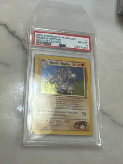 PSA 8 NM/Mint Brock's Rhydon Gym Heroes 1st Edition Holo Pokemon 2/132 - Image 5