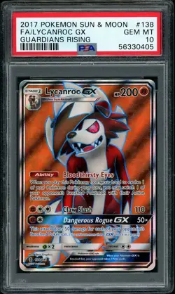 2017 Pokemon Guardians Rising Lycanroc GX Full Art #138 PSA 10 GEM MINT LOW POP - Image 1