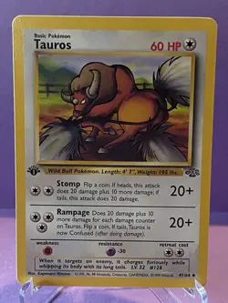 1st Edition Tauros Pokemon TCG Jungle Set 47/64 Uncommon NM+ - Image 1