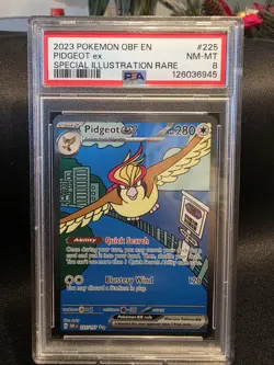 2023 Pokemon OBF en Pidgeot EX Sir 225/197 PSA 8 Mint - Image 1