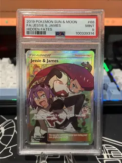 Jessie and James 68/68 Full Art Trainer Pokemon Hidden Fates Team Rocket PSA 9 - Image 1