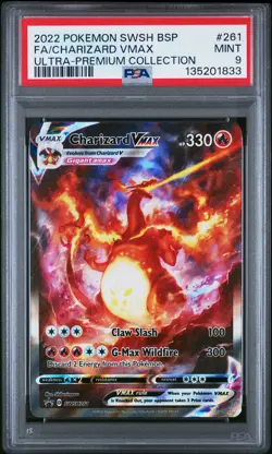 2022 POKEMON SWSH BLACK STAR PROMO #261 FULL ART/CHARIZARD VMAX PSA 9 - Image 1