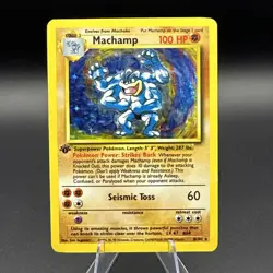 1st Edition Machamp 8/102 Holo Base Set WOTC Pokemon Card - Image 1