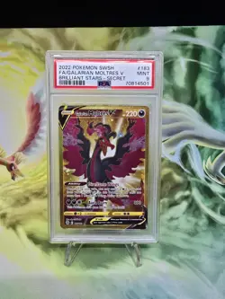 PSA 9 MINT Galarian Moltres V 183/172 GOLD SECRET RARE HOLO Pokemon Card CS4-037 - Image 1