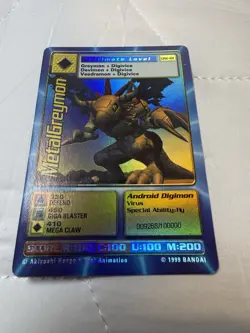 Digimon CCG MetalGreymon Bandai DW-01 Vintage Card 1999 Digital Monsters - Image 3