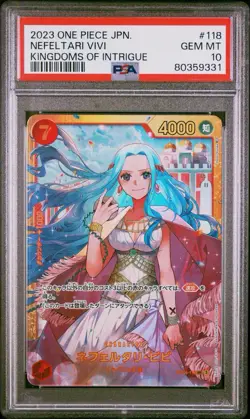 PSA 10 GEM MINT JAPANESE ONE PIECE 2023 NEFELTARI VIVI OP04-118 SEC NR - Image 1