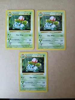 Pokemon Tcg Ivysaur 30/102 Shadowless 3x Card Lot - Image 1