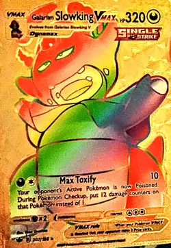 Pokemon Galarian Slowking VMAX HP 320 Rainbow Gold Fan Art Pokemon Card - Image 1