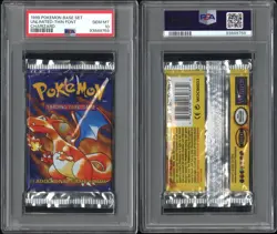 1999 Pokemon Base Set Booster Pack Charizard THIN Font (Rarer Pop 89) PSA 10 - Image 3