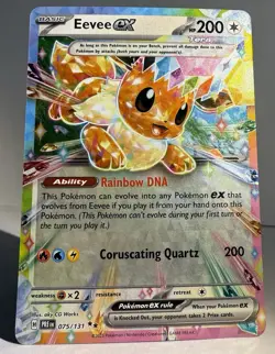 Eevee ex 75/131 Pokemon TCG Scarlet & Violet Prismatic Evolutions Double Rare NM - Image 1