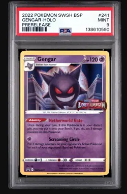 2022 POKEMON SWSH BLACK STAR PROMO PRERELEASE #241 GENGAR-HOLO PSA 9 - Image 1