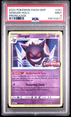 2022 POKEMON SWSH BLACK STAR PROMO PRERELEASE #241 GENGAR-HOLO PSA 9 - Image 1