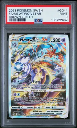 2023 POKEMON SWORD & SHIELD CROWN ZENITH #GG44 FULL ART/MEWTWO VSTAR PSA 9 - Image 1