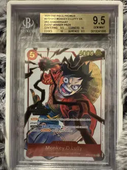 BGS 9.5 Quad One Piece 3rd Anniversary Winner Prize Monkey D. Luffy ST01-012 - Image 1