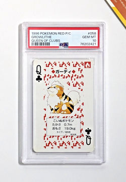 Pokemon PSA 10 Growlithe #058 Queen Of Club Red Playing Card Poker 1996 Japanese - Image 1