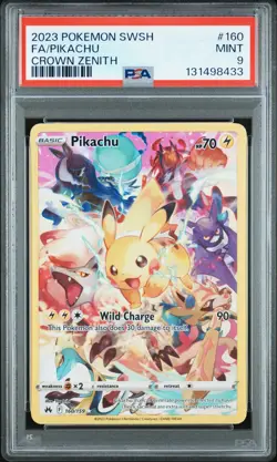 2023 POKEMON SWORD & SHIELD CROWN ZENITH #160 FULL ART/PIKACHU PSA 9 - Image 3