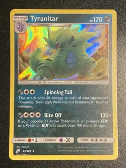Tyranitar Holo Rare 85/181 Pokemon TCG Sun & Moon Team Up Holo Rare NM - Image 2