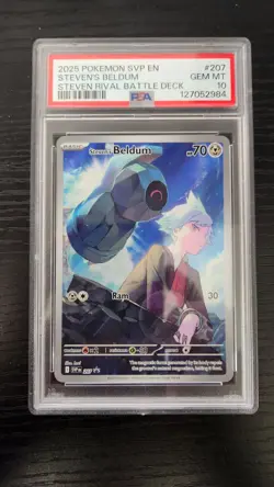 2025 Pokemon Steven's Beldum PSA 10 Gem Mint #207 Steven Rival Battle Deck - Image 3
