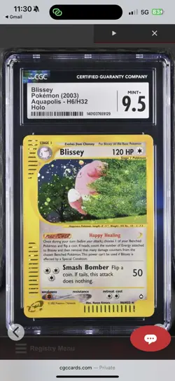 Pokemon Aquapolis Blissey holo H6/H32 CGC Mint+ 9.5 - Image 1