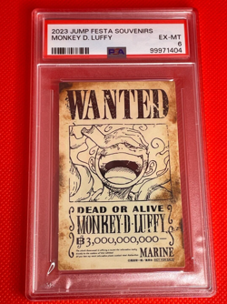 PSA6 One Piece Card Monkey D Luffy Nika WANTED Jump Festa Promo Japanese - Image 1
