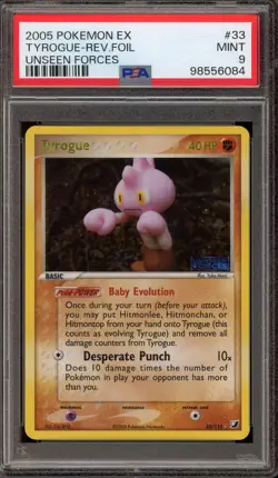 Pokemon Tyrouge EX Unseen Forces Reverse Holo #33 PSA 9 Mint - Image 1
