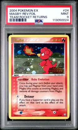 2004 POKEMON EX TEAM ROCKET RETURNS MAGBY #24 REVERSE PSA 9 MINT #113050024 - Image 1