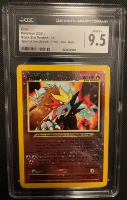 Entei 34/53 Wotc Promo Reverse Holo Vintage Pokemon CGC 9.5 - 3 Swirls! - Image 1