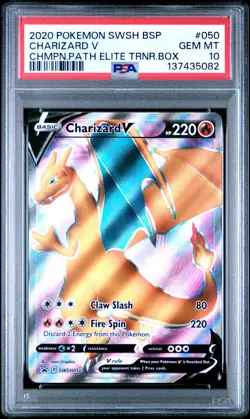 CHARIZARD V PSA 10 2020 POKEMON SWSH BLACK STAR PROMOS BSP #SWSH050 CHAMPION ETB - Image 1