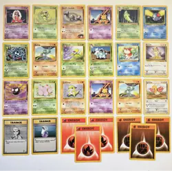 Vintage Pokemon Base Set Lot 26 Cards WOTC 1999 Commons Trainers Energy Non-Holo - Image 1