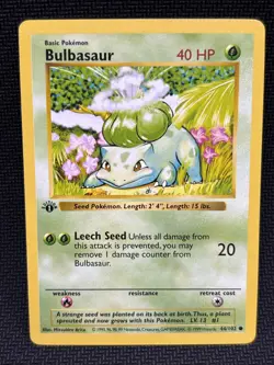 Pokemon TCG Base Set Bulbasaur 1st Edition Shadowless 44/102 LP - Image 1