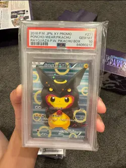 PSA10 Poncho Wearing Pikachu Black Rayquaza 2016 Pokemon Japanese XY Promo #231 - Image 1
