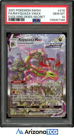 Pokemon 2021 Rayquaza VMAX 218/203 Alt Art Evolving Skies GEM MINT PSA 10 - Image 1