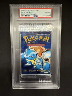 1999 Pokemon Base Set Foil Pack- Spanish- Blastoise Art PSA 8 - Image 1