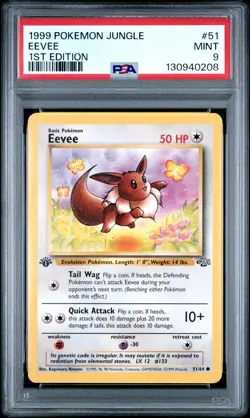 1999 Pokemon Jungle #51 Eevee 1st Edition PSA 9 MINT - Image 1