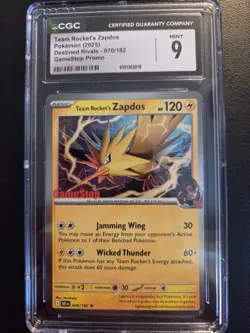 Pokemon TCG Team Rocket's Zapdos 070/182 CGC 9 Mint Gamestop Promo - Image 1