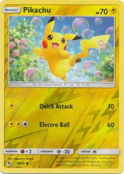 Pikachu - 19/68 - Common - Reverse Holo NM, English Pokemon Hidden Fates - Image 1