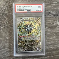 2024 Black Star Promo Surging Sparks Elite Trainer Box # 159 Magneton PSA 9 MINT - Image 1