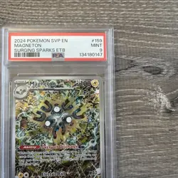 2024 Black Star Promo Surging Sparks Elite Trainer Box # 159 Magneton PSA 9 MINT - Image 4